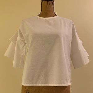 White Top with Tiered Sleeve